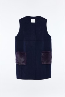 WOOL VEST WITH MINK PATCH POCKETS