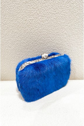 MINK CLUTCH WITH LEATHER FRAME