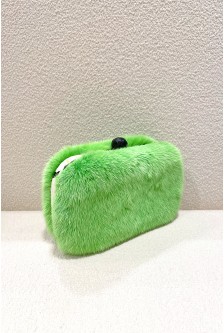 MINK CLUTCH WITH LEATHER FRAME