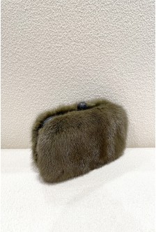 MINK CLUTCH WITH LEATHER FRAME