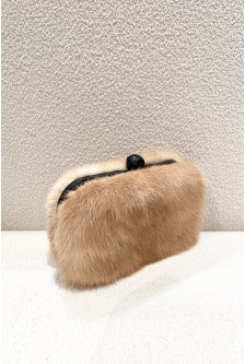 MINK CLUTCH WITH LEATHER FRAME