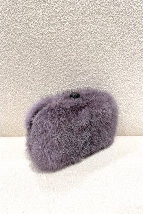 MINK CLUTCH WITH LEATHER FRAME