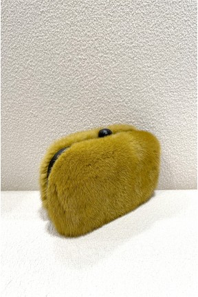 MINK CLUTCH WITH LEATHER FRAME