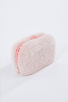 MINK CLUTCH WITH LEATHER FRAME