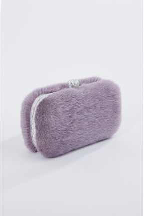MINK CLUTCH WITH LEATHER FRAME