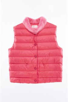 BASIC DOWN VEST WITH MINK COLLAR