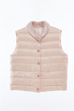BASIC DOWN VEST WITH MINK COLLAR