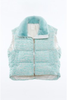OVERSIZED PADDED TWEED JACKET WITH MINK COLLAR