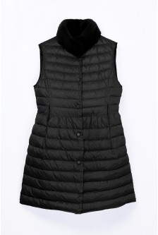 A-LINE DOWN VEST WITH MINK COLLAR