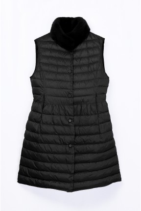 A-LINE DOWN VEST WITH MINK COLLAR