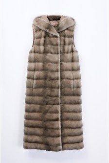 REVERSIBLE MINK DOWN MID LENGTH LONG VEST