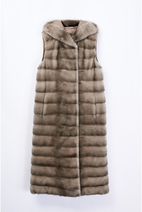 REVERSIBLE MINK DOWN MID LENGTH LONG VEST