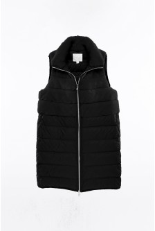 MINK PANEL DOWN VEST WITH STAND COLLAR