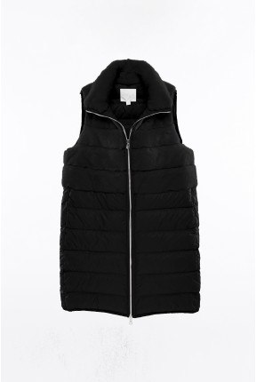 MINK PANEL DOWN VEST WITH STAND COLLAR