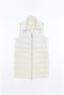 MINK PANEL DOWN VEST WITH STAND COLLAR