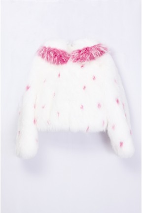 CROPPED FOX JACKET WITH TRIMMED HOOD