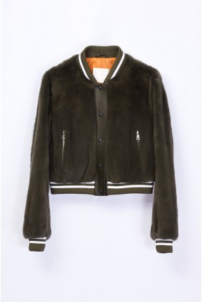CROPPED MINK BOMBER JACKET