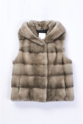 MINK VEST WITH HOOD