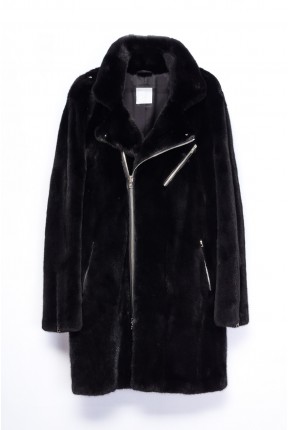 MINK LONG BIKER COAT