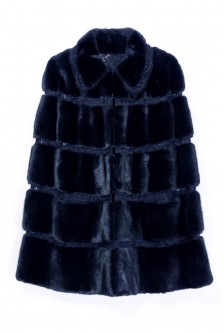 LACE TRIMMED MINK CAPE WITH COLLAR