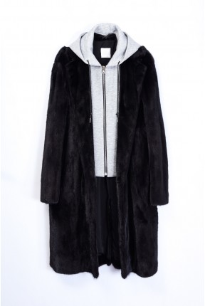 MINK COAT WITH DETACHABLE HOOD PANEL
