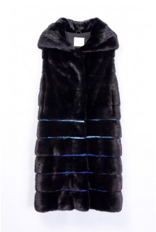 MINK LONG VEST WITH DETACHABLE TRIMMING BOTTOM