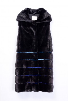 MINK LONG VEST WITH DETACHABLE TRIMMING BOTTOM