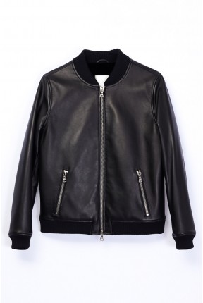 LEATHER BOMBER JACKET WITH MINK LINING