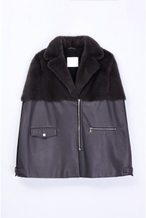 MINK BIKER CAPE