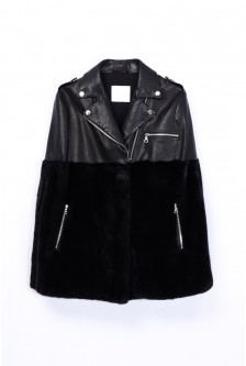 BIKER CAPE WITH MINK BOTTOM
