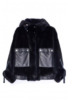 MINK JACKET WITH LEATHER POCKETS