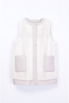 MINK VEST WITH LEATHER POCKETS