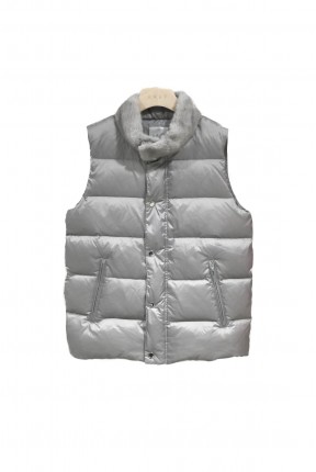 UNISEX BASIC DOWN VEST WITH MINK COLLAR