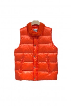 UNISEX BASIC DOWN VEST WITH MINK COLLAR