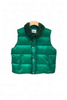 BASIC CROP DOWN VEST WITH MINK COLLAR
