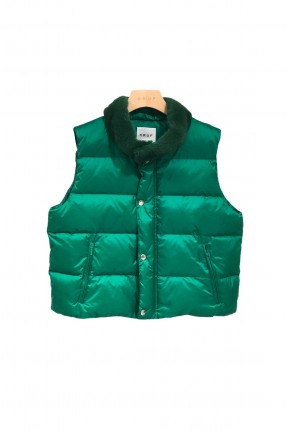 BASIC CROP DOWN VEST WITH MINK COLLAR