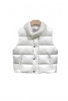 BASIC CROP DOWN VEST WITH MINK COLLAR