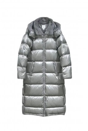 DOWN LONG JACKET WITH DETACHABLE MINK HOOD