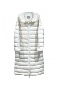 DOWN LONG JACKET WITH MINK TRIMMING