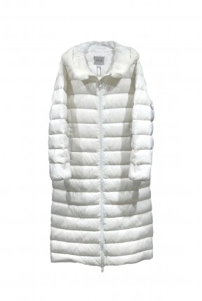 DOWN LONG JACKET WITH MINK TRIMMING