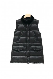 MID-LENGTH DOWN VEST WITH MINK COLLAR