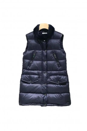 MID-LENGTH DOWN VEST WITH MINK COLLAR