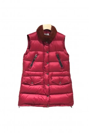 MID-LENGTH DOWN VEST WITH MINK COLLAR