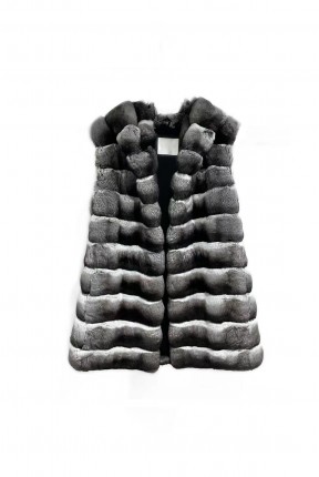 CHINCHILLA VEST WITH HOOD