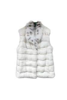 CHINCHILLA VEST WITH LYNX COLLAR