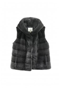 MINK VEST WITH HOOD