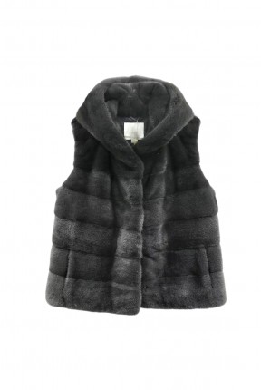 MINK VEST WITH HOOD