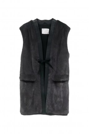 TIE FRONT KIMONO MINK VEST