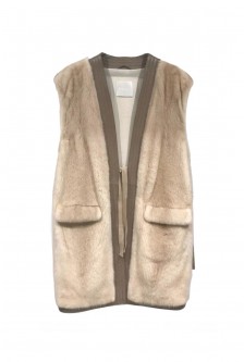 TIE FRONT KIMONO MINK VEST