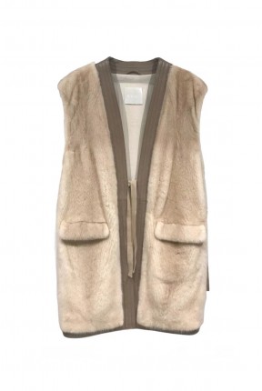 TIE FRONT KIMONO MINK VEST